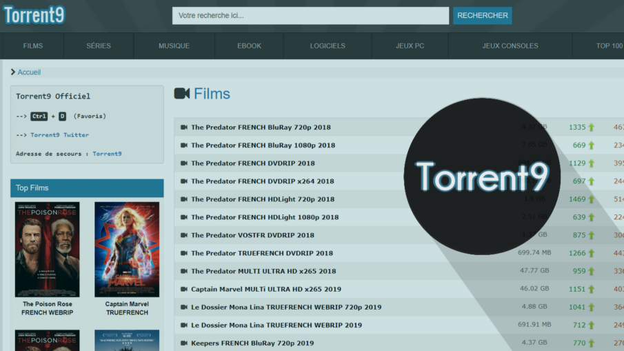 Torrent9: available under a new address in 2019 – 2020